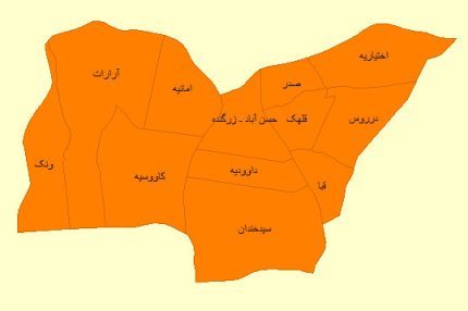 شیپ فایل محلات منطقه ۳ تهران