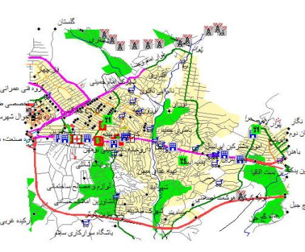 نقشه gis شهر بومهن