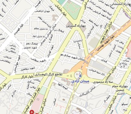 نقشه با کیفیت بالا شهر کرمانشاه و حومه