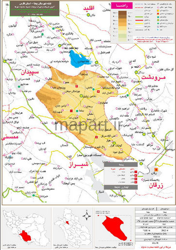 نقشه تقسیمات شهرستان بیضا 1400