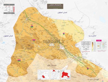 نقشه شهرستان آباده مقیاس 250000