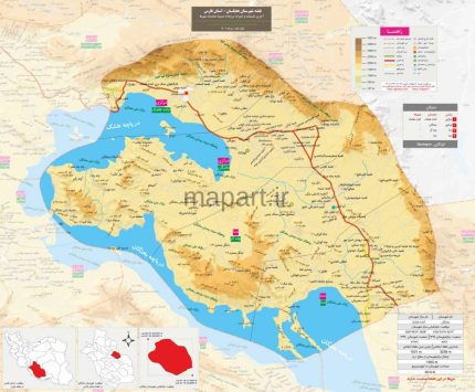 نقشه شهرستان بختگان مقیاس 250000