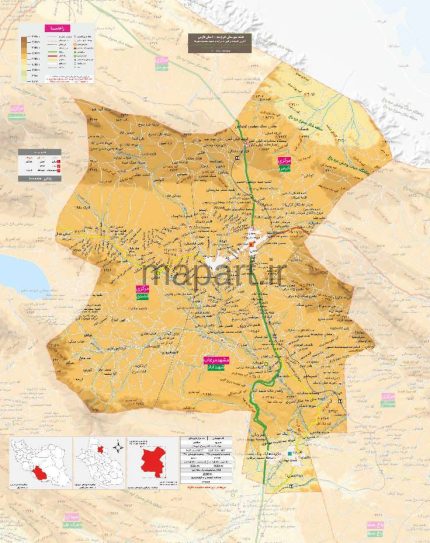 نقشه شهرستان خرم بید مقیاس 250000