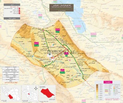 نقشه شهرستان کوار مقیاس 250000
